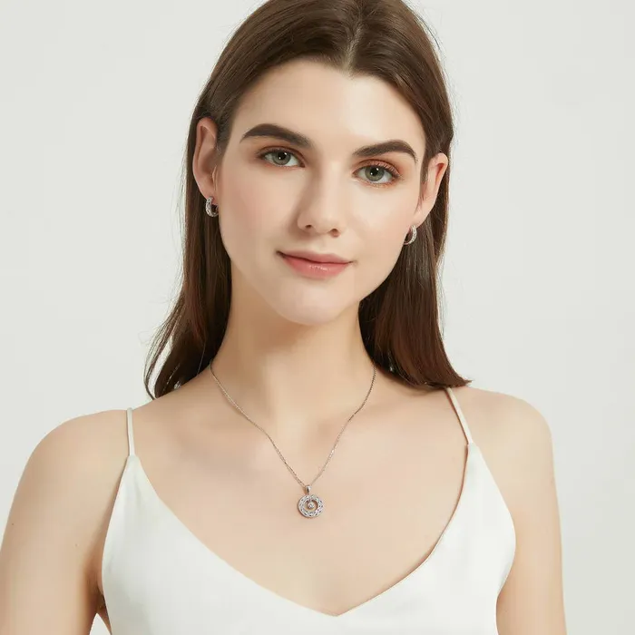 Necklaces BERRICLE Woven Open Circle CZ Necklace in Sterling Silver