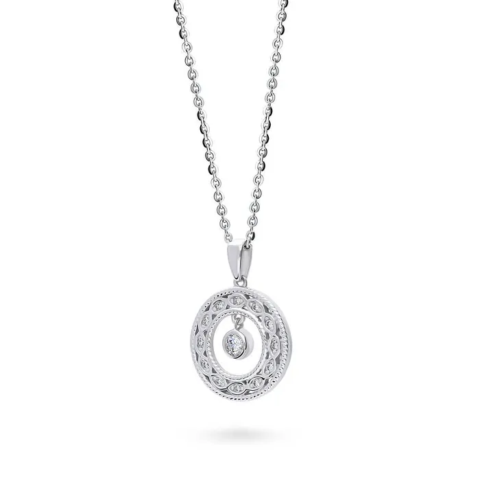 Necklaces BERRICLE Woven Open Circle CZ Necklace in Sterling Silver
