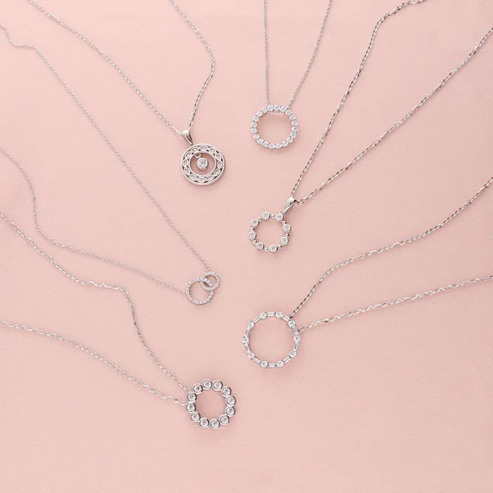 Necklaces BERRICLE Woven Open Circle CZ Necklace in Sterling Silver