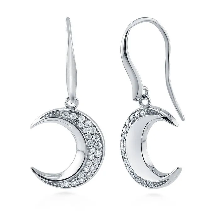Necklaces Moon CZ Necklace and Earrings in Sterling Silver BERRICLE