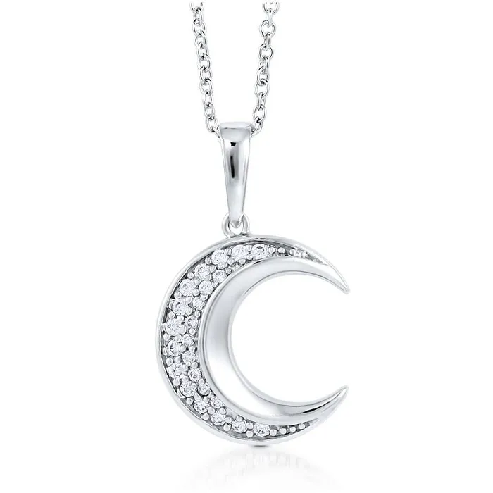 Necklaces Moon CZ Necklace and Earrings in Sterling Silver BERRICLE