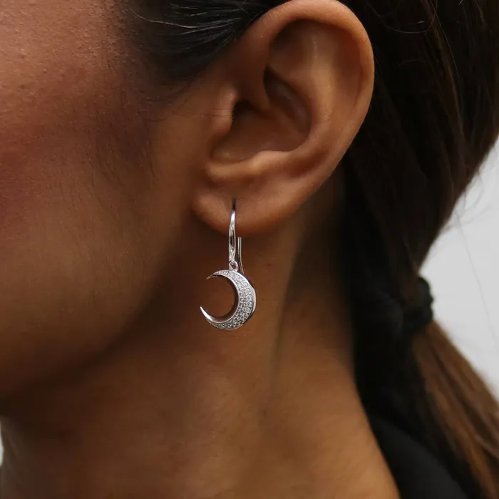 Necklaces Moon CZ Necklace and Earrings in Sterling Silver BERRICLE