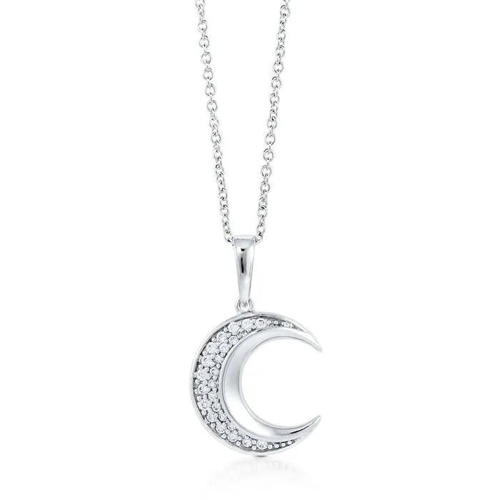 Necklaces Moon CZ Necklace and Earrings in Sterling Silver BERRICLE