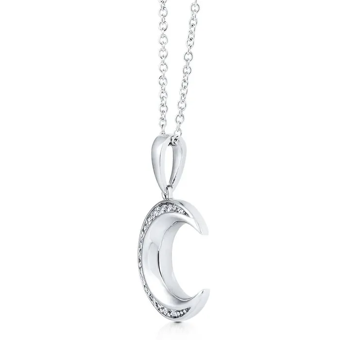 Necklaces Moon CZ Necklace and Earrings in Sterling Silver BERRICLE