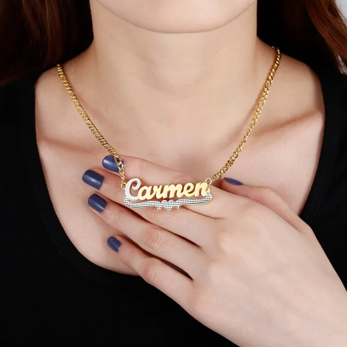 Novalico Necklaces Double Plated Cursive Style Name Necklace Novalico Necklaces Double Plated Cursive Style Name Necklace