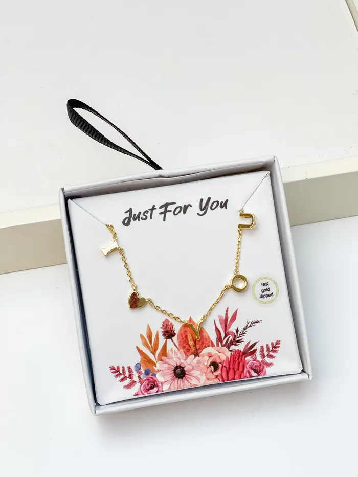 Prep Obsessed BI Necklaces I Heart You Sentiment Chain Necklace Gold