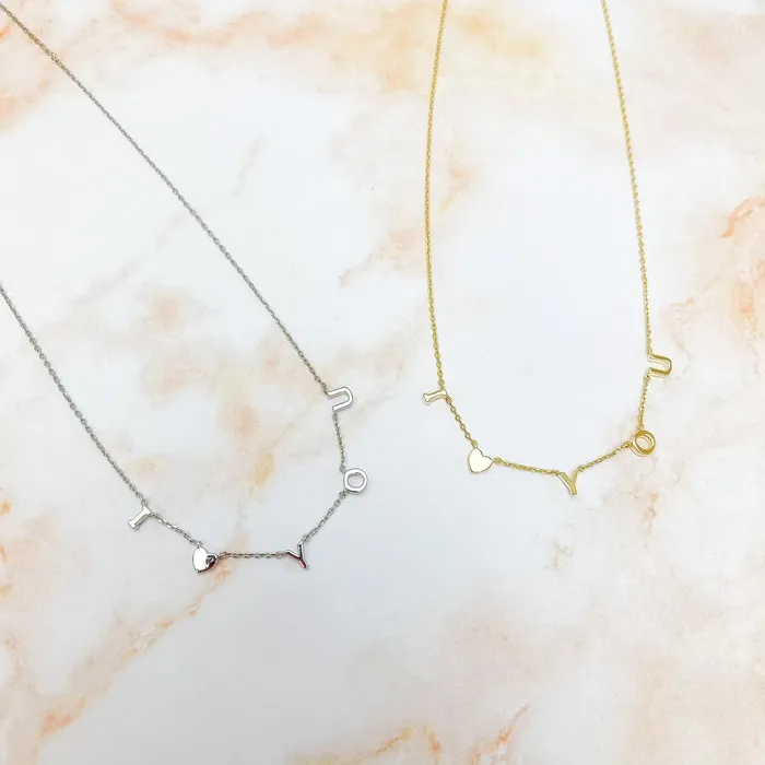 Prep Obsessed BI Necklaces I Heart You Sentiment Chain Necklace Gold