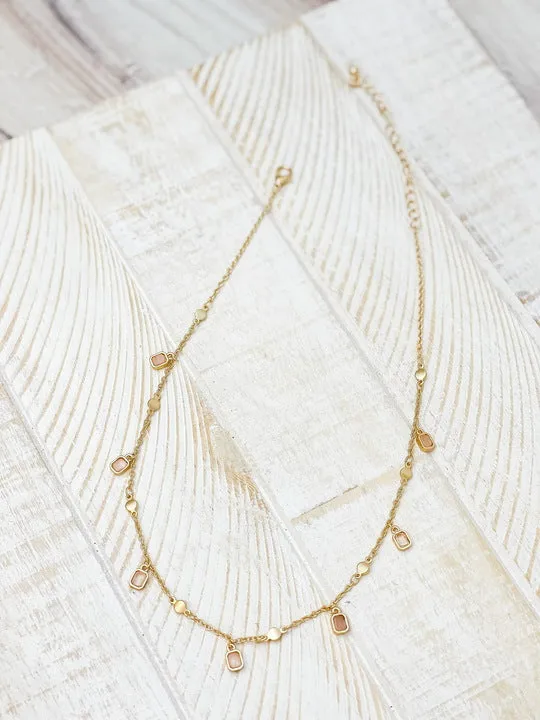 Prep Obsessed CT Necklaces Semi Precious Dangle Charm Necklace Rose Quartz Prep Obsessed CT Necklaces Semi Precious Dangle Charm Necklace Rose Quartz