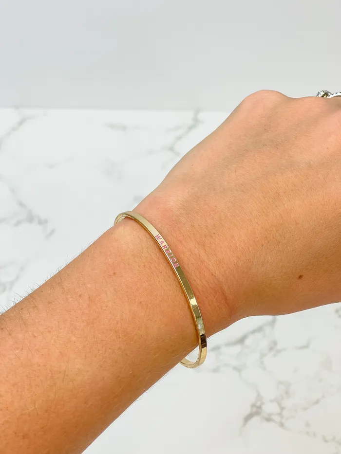 Prep Obsessed SB Warrior Silver Sentiment Bracelet Pink Bracelets
