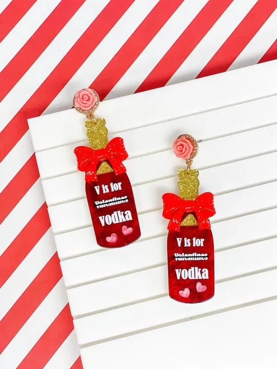 Prep Obsessed TL Earrings V is for Vodka Glitter Dangle Earrings Prep Obsessed TL Earrings V is for Vodka Glitter Dangle Earrings