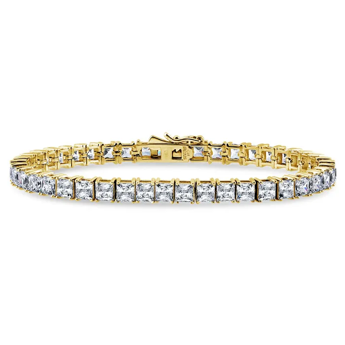 Princess CZ Tennis Bracelet in Gold Flashed Sterling Silver BERRICLE Bracelets Princess CZ Tennis Bracelet in Gold Flashed Sterling Silver BERRICLE Bracelets