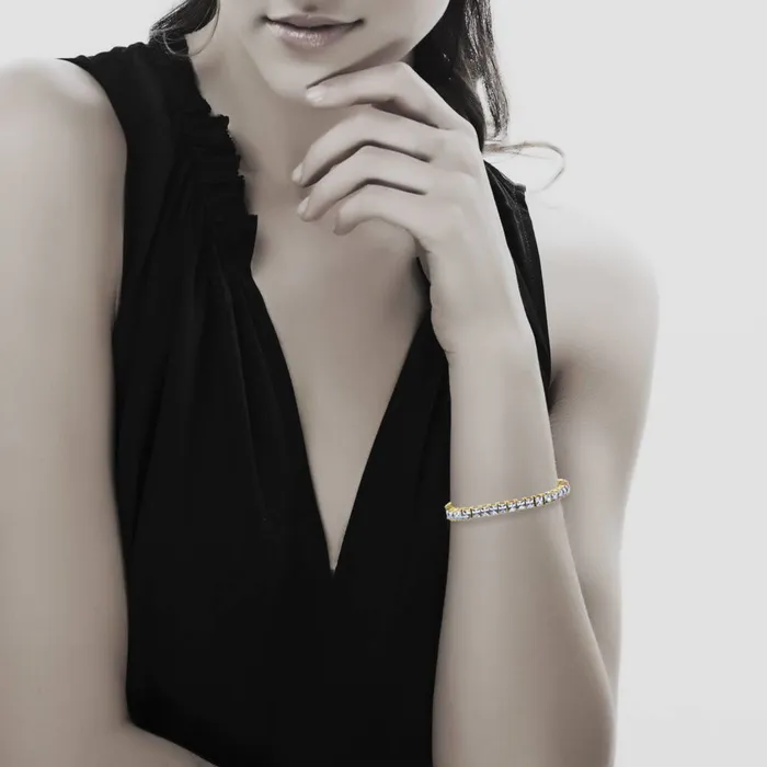 Princess CZ Tennis Bracelet in Gold Flashed Sterling Silver BERRICLE Bracelets
