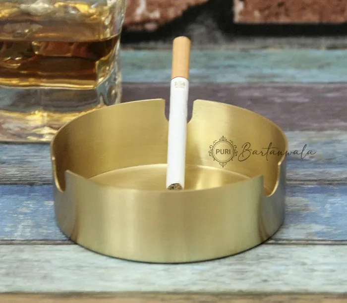 PURI Pure BrassPital Round Open Ashtray Brushed Matt Finish Dropshipped via Social Commerce Network Rings