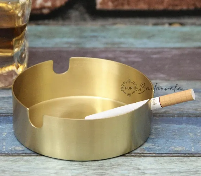 PURI Pure BrassPital Round Open Ashtray Brushed Matt Finish Dropshipped via Social Commerce Network Rings