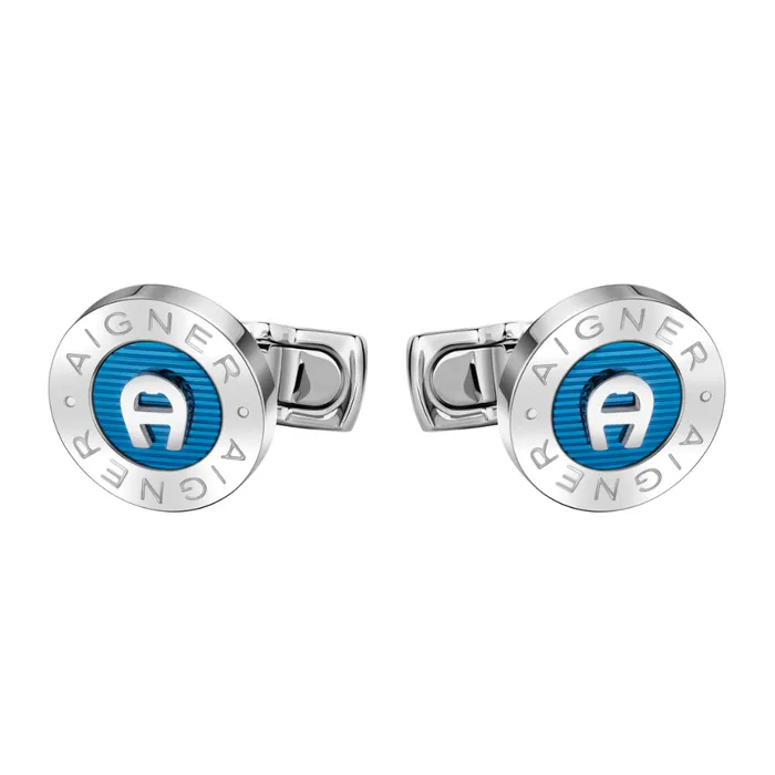 Rings Aigner Aigner Silver And Blue Cufflink
