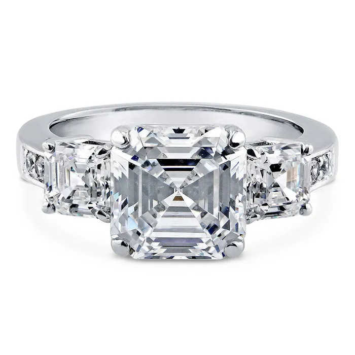 Rings BERRICLE 3Stone 41ct Asscher CZ Ring in Sterling Silver