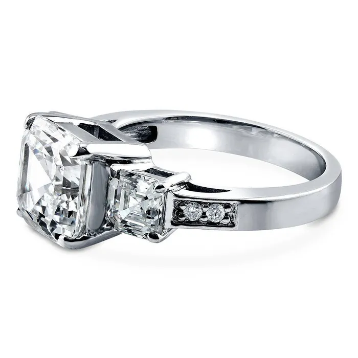 Rings BERRICLE 3Stone 41ct Asscher CZ Ring in Sterling Silver