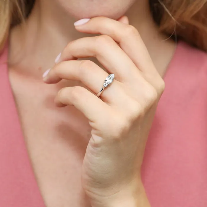 Rings BERRICLE 3Stone EastWest 07ct Oval CZ Ring in Sterling Silver