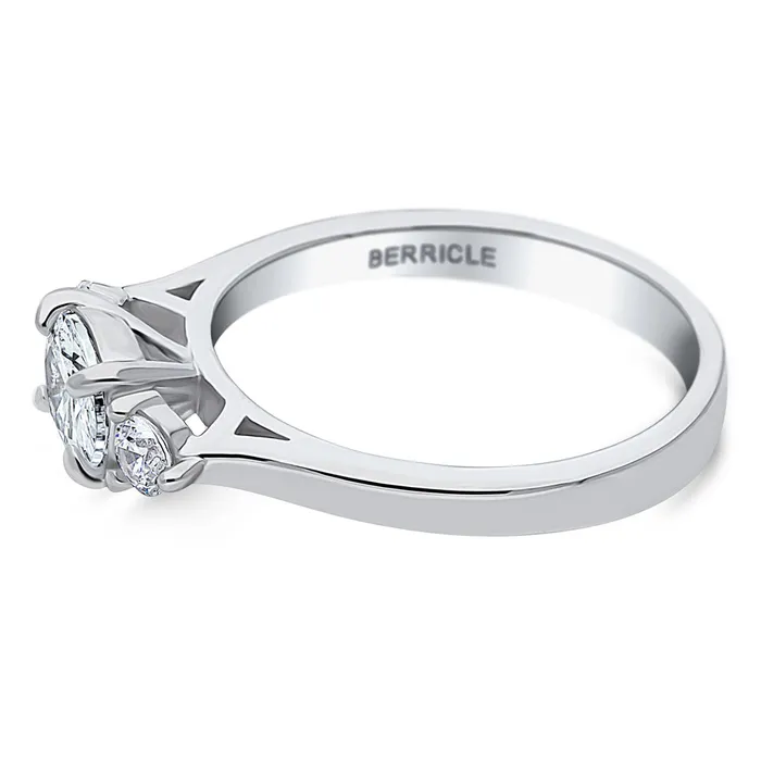 Rings BERRICLE 3Stone EastWest 07ct Oval CZ Ring in Sterling Silver
