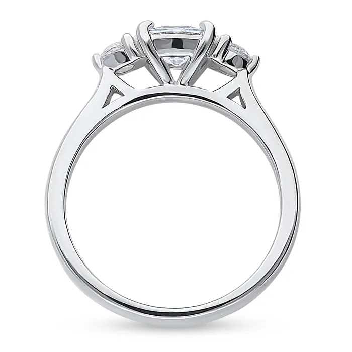 Rings BERRICLE 3Stone EastWest 07ct Oval CZ Ring in Sterling Silver