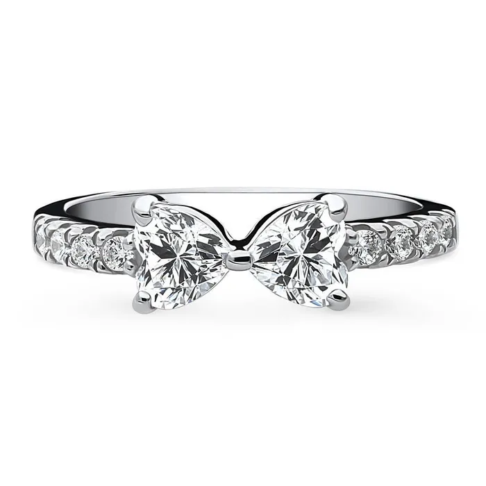 Rings BERRICLE Bow Tie Heart CZ Ring in Sterling Silver