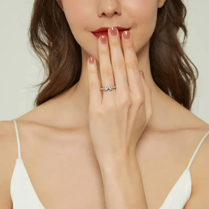 Rings BERRICLE Bow Tie Heart CZ Ring in Sterling Silver