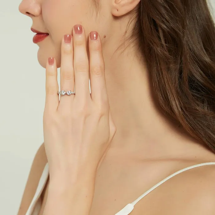Rings BERRICLE Bow Tie Heart CZ Ring in Sterling Silver