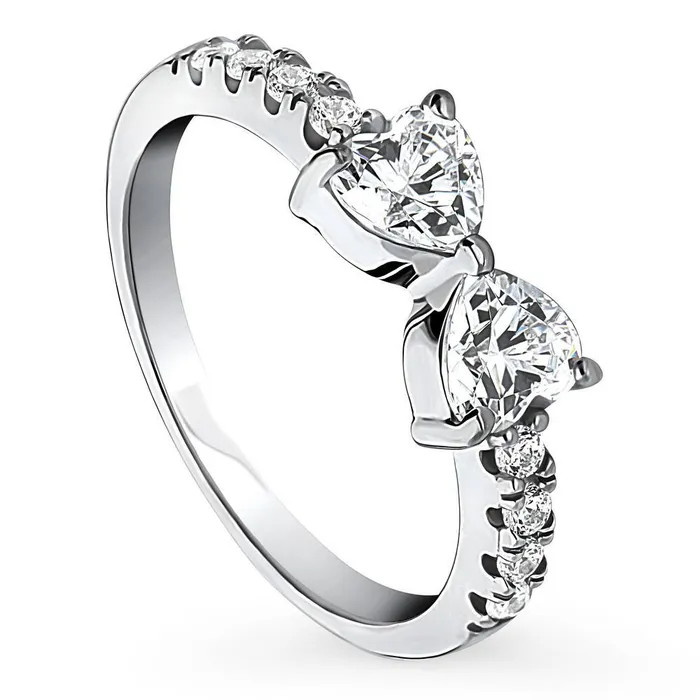 Rings BERRICLE Bow Tie Heart CZ Ring in Sterling Silver