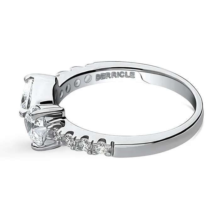 Rings BERRICLE Bow Tie Heart CZ Ring in Sterling Silver
