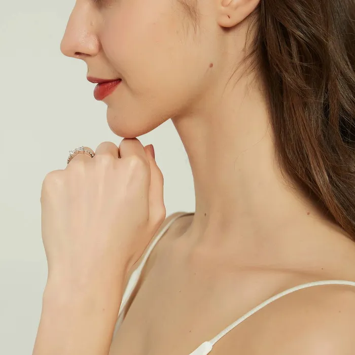 Rings BERRICLE Bow Tie Heart CZ Ring in Sterling Silver