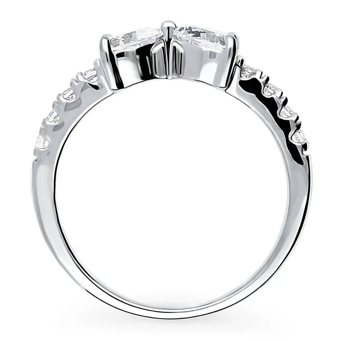 Rings BERRICLE Bow Tie Heart CZ Ring in Sterling Silver
