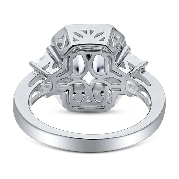 Rings BERRICLE Halo Emerald Cut CZ Ring in Sterling Silver