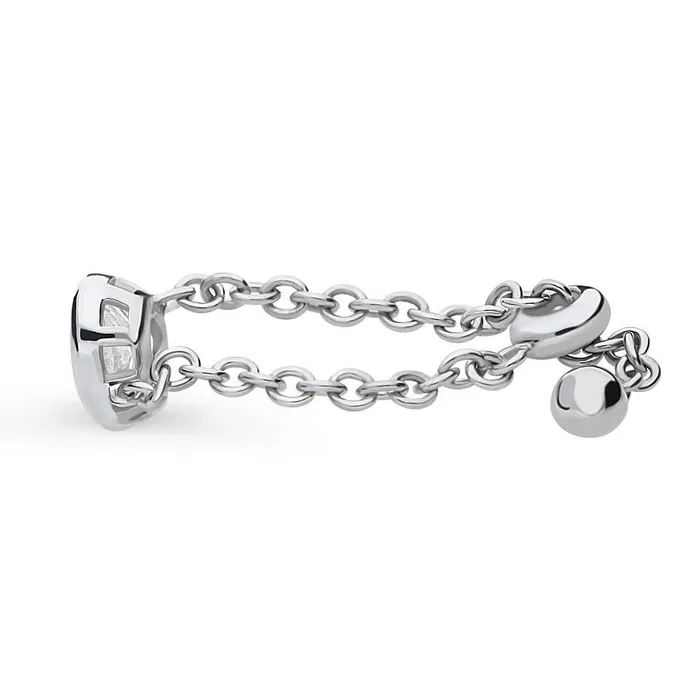 Rings BERRICLE Solitaire Bezel Pear CZ Chain Ring in Sterling Silver 08ct