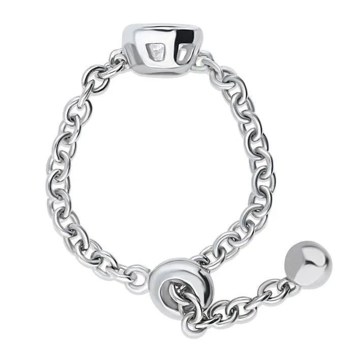 Rings BERRICLE Solitaire Bezel Pear CZ Chain Ring in Sterling Silver 08ct