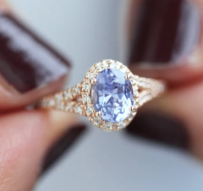Rings Cristina Sapphire Diamond Halo Ring capucinne