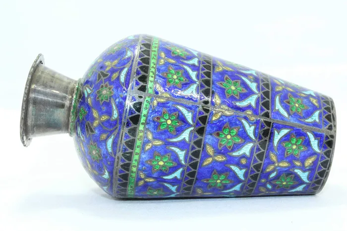 Rings Dropshipped via Social Commerce Network PH Artistic Antique Old Flower Vase Handmade Indian Enamel Work 925 Sterling Silver 4