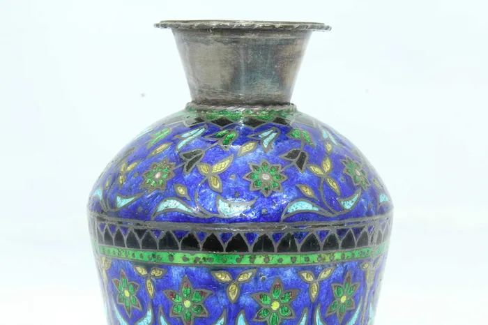 Rings Dropshipped via Social Commerce Network PH Artistic Antique Old Flower Vase Handmade Indian Enamel Work 925 Sterling Silver 4
