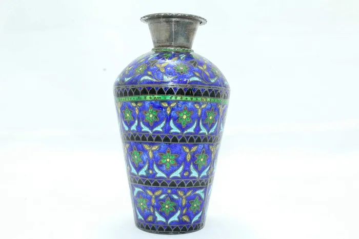 Rings Dropshipped via Social Commerce Network PH Artistic Antique Old Flower Vase Handmade Indian Enamel Work 925 Sterling Silver 4