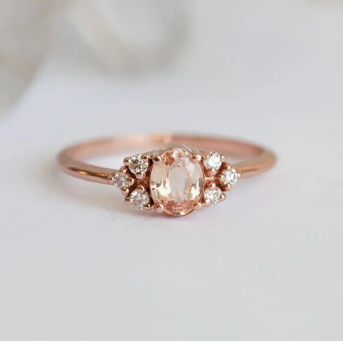 Rings Krupali Peach Sapphire Diamond Ring Capucinne