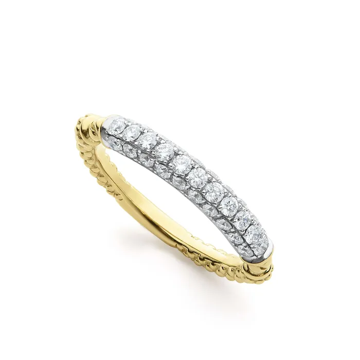 Rings LAGOS Studio 18K Caviar Gold Pave Diamond Stacking Ring