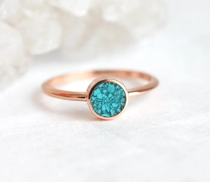 Rings Round Turquoise Ring Turquoise Engagement Ring Capucinne