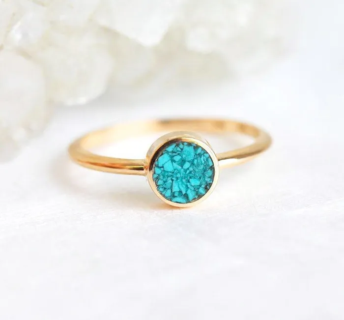 Rings Round Turquoise Ring Turquoise Engagement Ring Capucinne