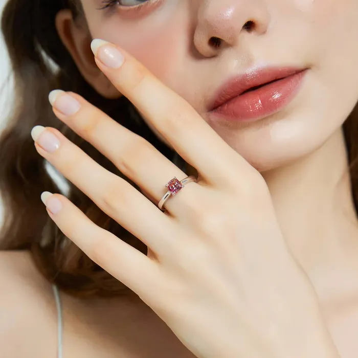 Rings Solitaire Kaleidoscope Red Orange CZ Ring in Sterling Silver BERRICLE