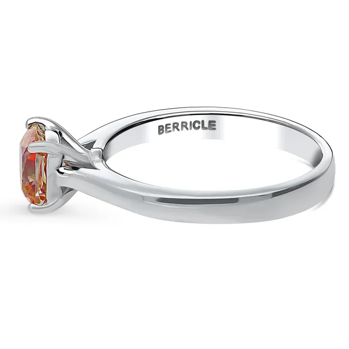 Rings Solitaire Kaleidoscope Red Orange CZ Ring in Sterling Silver BERRICLE
