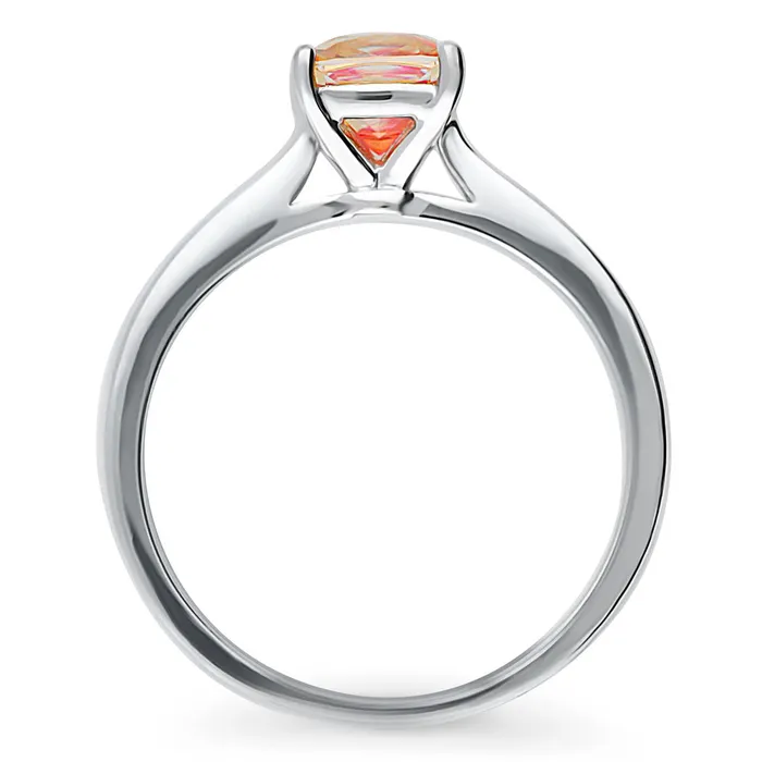 Rings Solitaire Kaleidoscope Red Orange CZ Ring in Sterling Silver BERRICLE