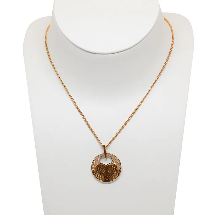 Rochas Necklaces Rochas Necklace Ip Rosegold With Round Pendant With Stone