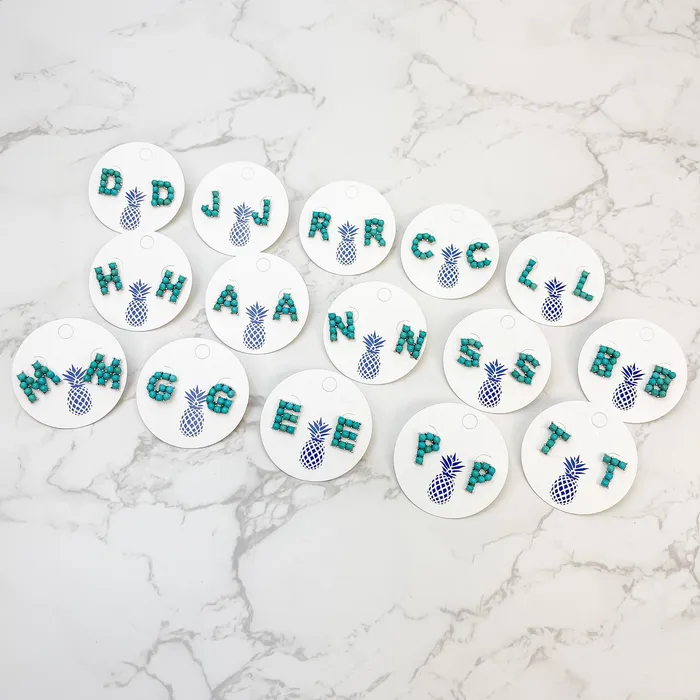 SemiPrecious Turquoise Initial Post Earrings Prep Obsessed MOA Earrings