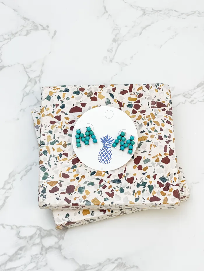 SemiPrecious Turquoise Initial Post Earrings Prep Obsessed MOA Earrings