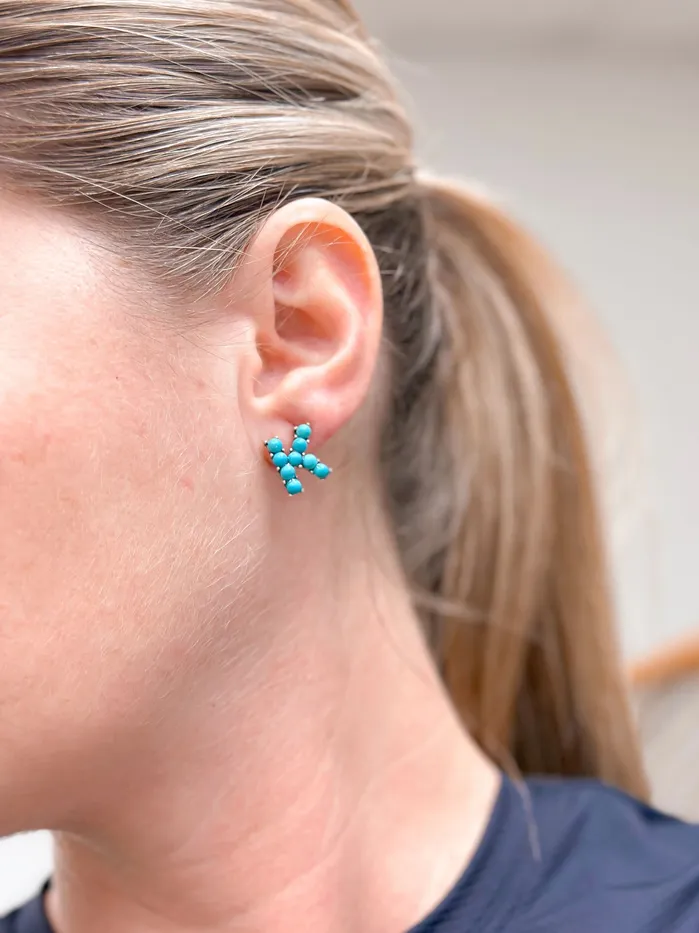 SemiPrecious Turquoise Initial Post Earrings Prep Obsessed MOA Earrings