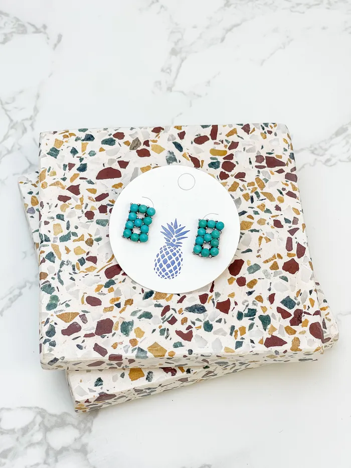 SemiPrecious Turquoise Initial Post Earrings Prep Obsessed MOA Earrings